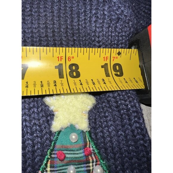Vintage 80s Northern Treasures blue embroidered Christmas Holiday cardigan M - Picture 9 of 14